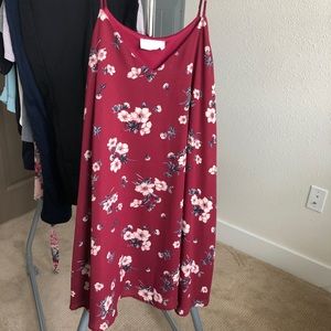 Maroon Floral Print Swing Dress
